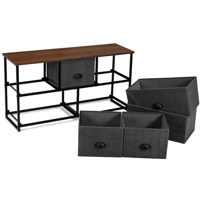 Gymax 5 Drawers Dresser Storage Unit Side Table Display Organizer Dorm