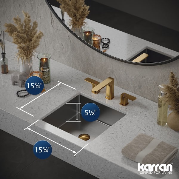 dimension image slide 0 of 2, Karran Cinox Stainless Steel Square Undermount Sink