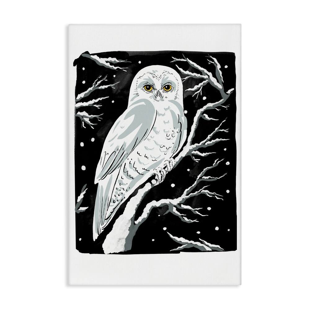 Stupell Forest Owl & Calm Snowfall Canvas Wall Art Design By Hannah Moren
