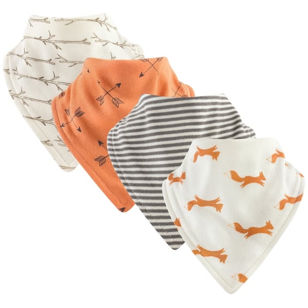 slide 1 of 1, Touched by Nature Baby Boy Organic Cotton Bandana Bibs 4pk, Fox, One Size - Fox - One Size One Size - Fox