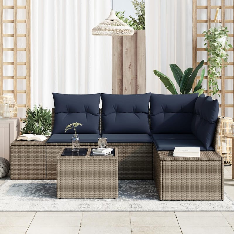 vidaXL 5 Piece Garden Sofa Set with Cushions - 82.3×60.6×27.2