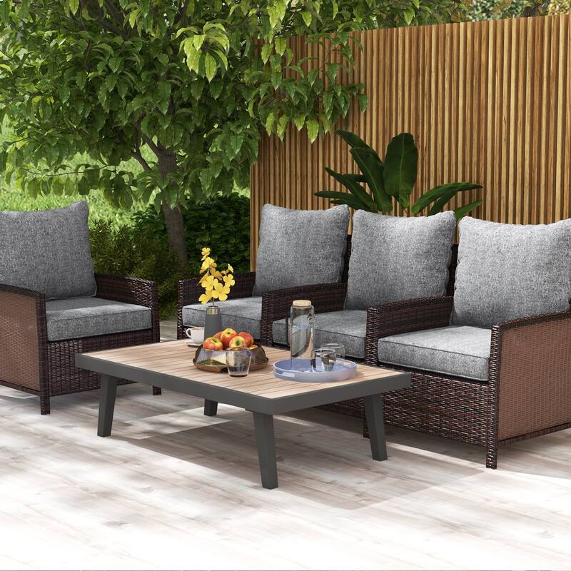 Outsunny 8-Piece Patio Chair Cushion and Back Pillow Set, Seat Replacement Patio, Cushions Set for Outdoor Garden Furniture