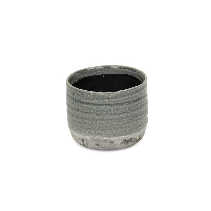 Medea Gray Ceramic Two-toned Round Pot
