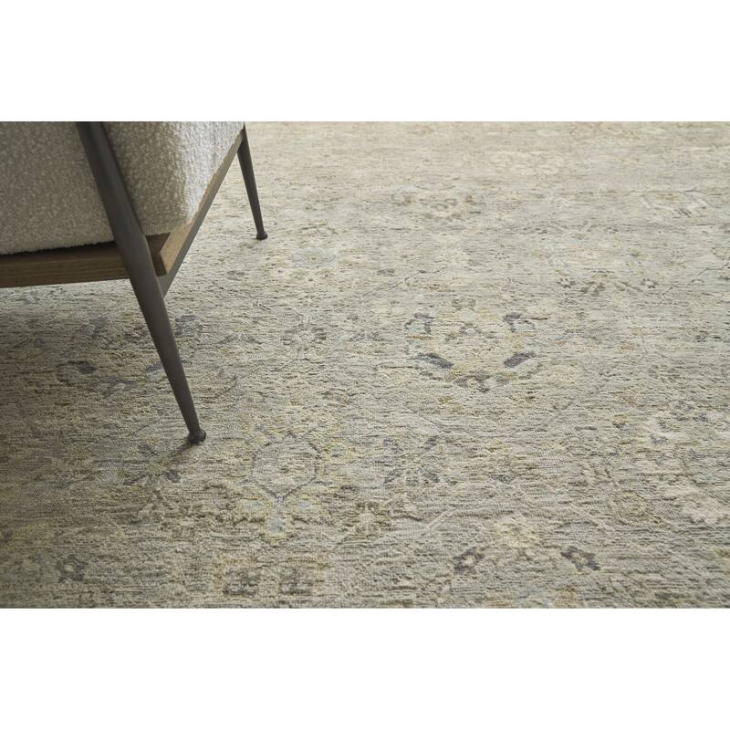 EXQUISITE RUGS Heirloom Hand-knotted New Zealand Wool Khaki Area Rug.