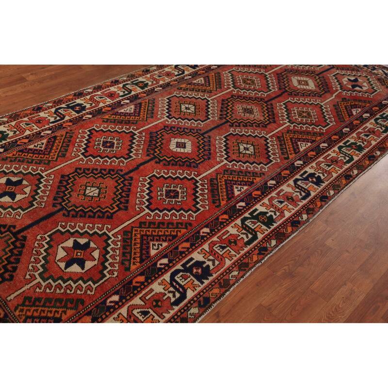 All-Over Geometric Bakhtiari Persian Area Rug Handmade Wool Carpet - 5'0"x 10'9"