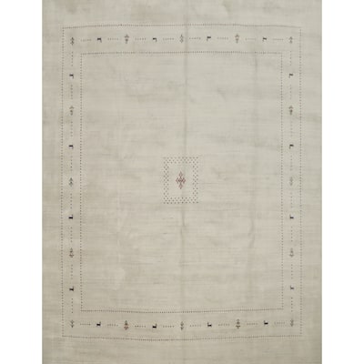 Hand Knotted Oriental 100% Wool Carpet Tribal Animal Pictorial Beige & Ivories Gabbeh Area Rug - 9' 8'' X 10' 4''