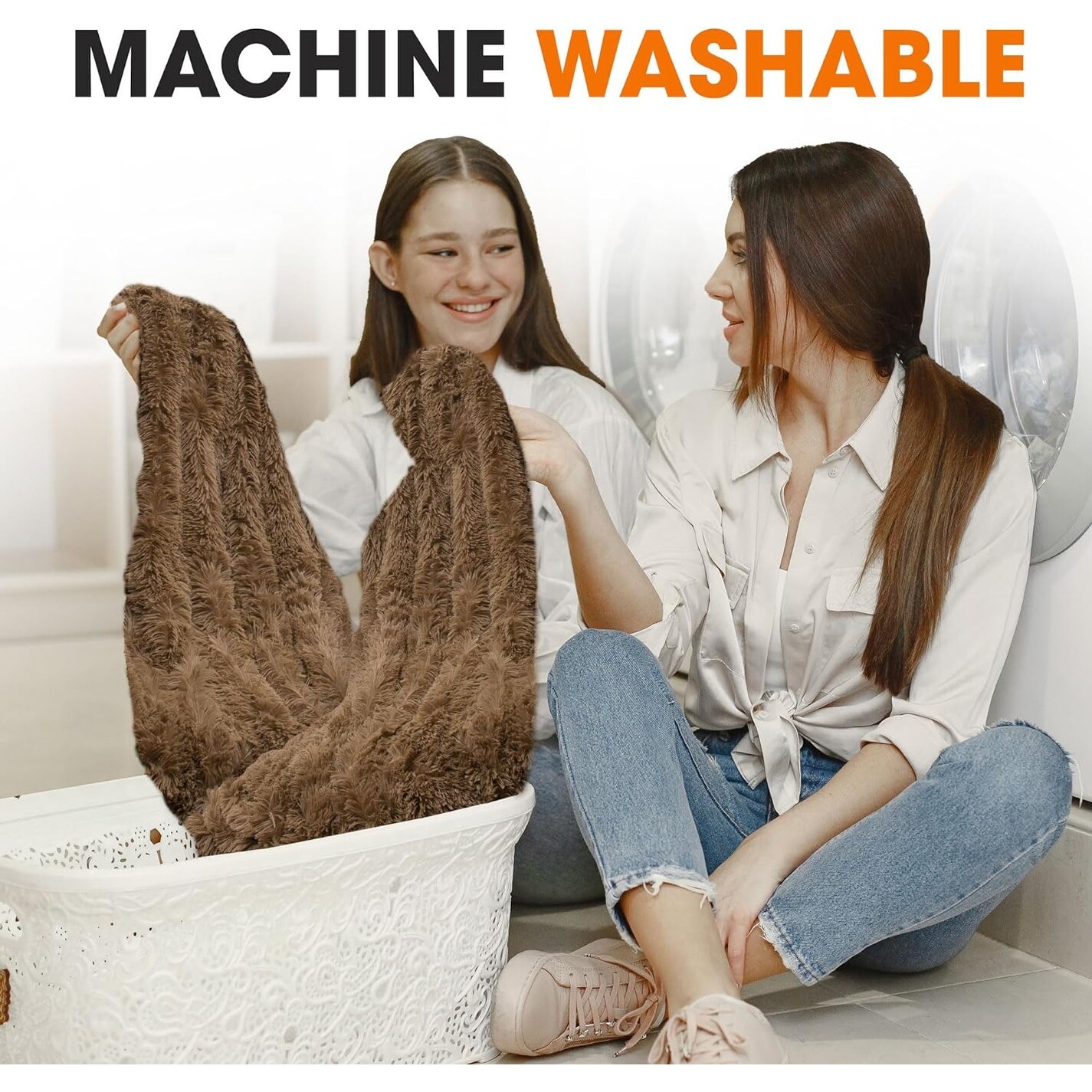 Cheer Collection Reversible Faux Fur Accent Throw Blanket-image