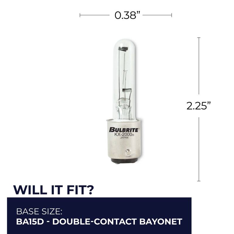 Bulbrite Pack of (2) Dimmable T3 Double-Contact Bayonet (BA15D) Krypton Bulb - 60 Watt - Clear