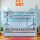preview thumbnail 1 of 12, Stylish Full Over Full Rubber Wood Bunk Bed with Trundle, Ladder and Guardrails, Convertible to 2 Full Size Beds Light Grey