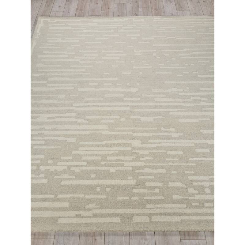 Exquisite Rugs Carmel Handmade Hand-tufted New Zealand Wool on Canvas Silver/Ivory Area Rug