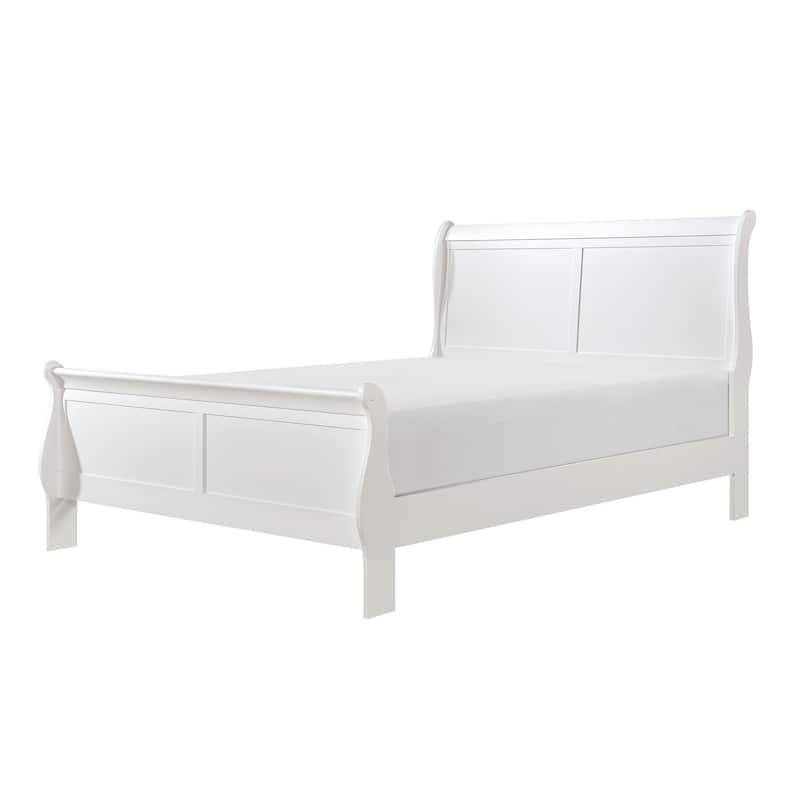Vele Full Size Bed with Panel Headboard, Classic White Solid Wood Finish