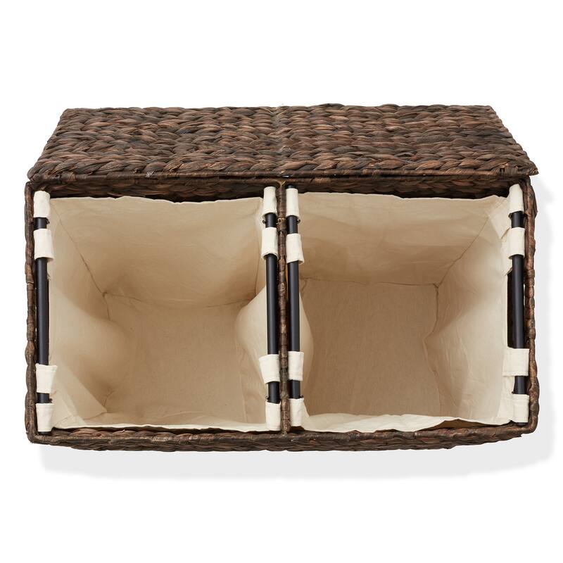 2Section Laundry Hamper Basket with Removable Liner Bags for Clothes