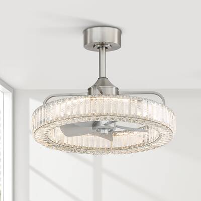 19.7-IN Satin Nickel LED Crystal Ceiling Fan with Light and Remote(5 blade)