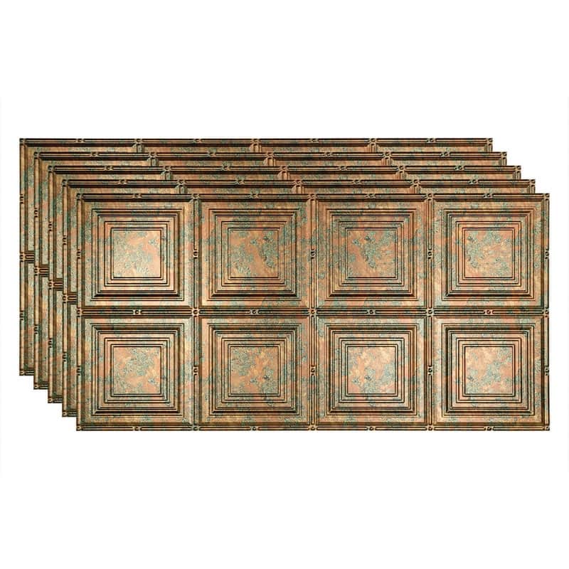 FASÄDE Portrait Decorative Vinyl 2ft x 4ft Glue Up Ceiling Panel in Copper Fantasy (5 Pack) - 5 Pack - Copper Fantasy