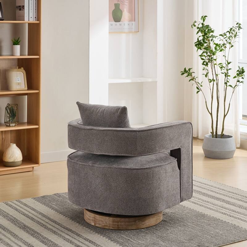29.1"W Swivel Accent Open Back Chair With Weathered Base