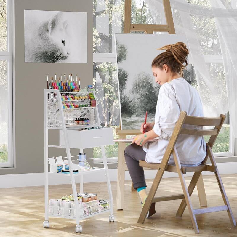 3 Tier Rolling Cart - 34.7"D x 9.3"W x 16.9"H