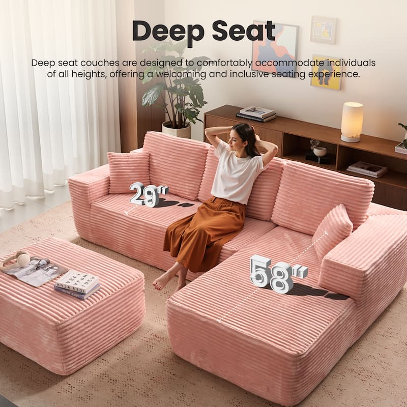 ​​OVIOS Lazy Chaise Lounge Sofa with Ottoman​