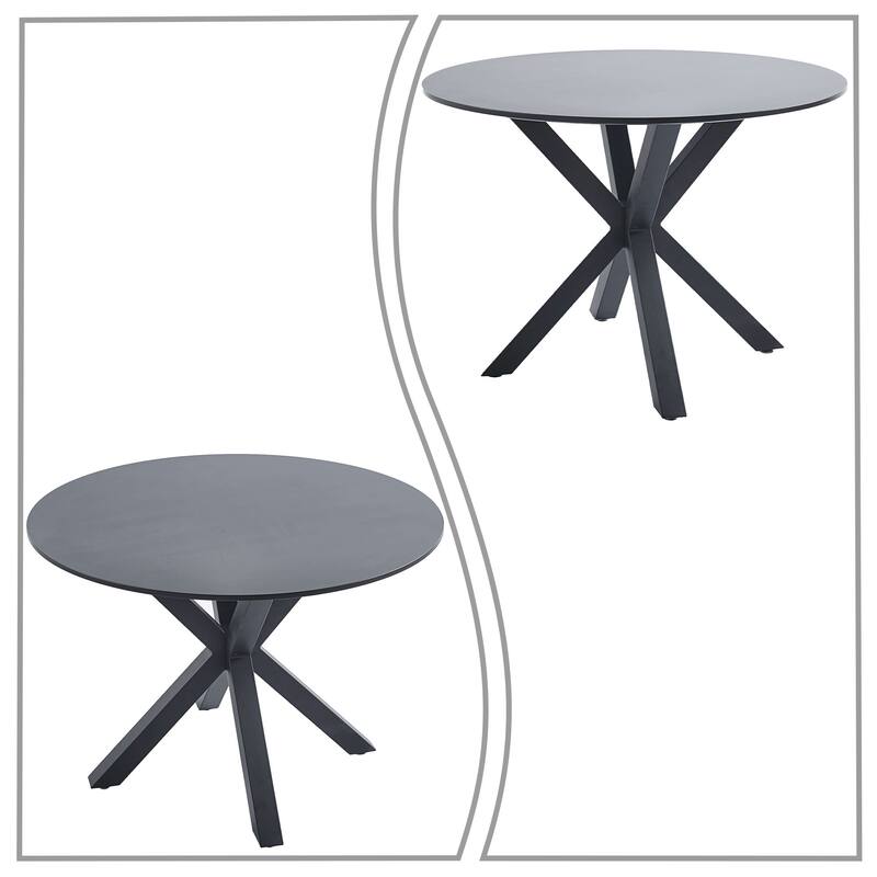 Modern Minimalist Round Dining Table with MDF Top and Metal Legs