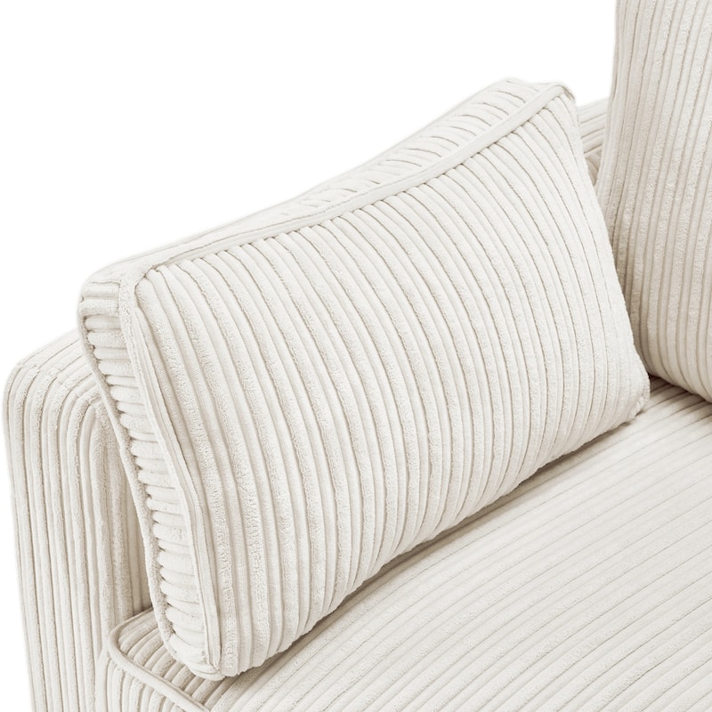 81" Modern Corduroy 3 Seater Sofa, Polyester Rectangle Upholstered Sofa for Livingroom - 81"W X 33"D X 26"H