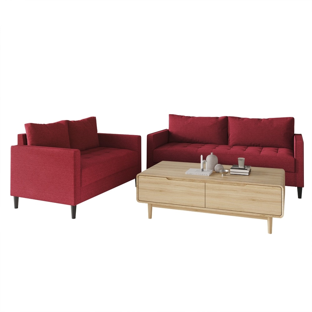 CraftPorch Contemporary Linen Upholstered 2-Piece Living Room Set