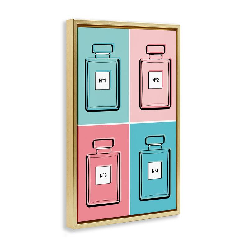 Stupell Pink & Blue Perfumes Framed Floater Canvas Wall Art Design By Martina Pavlova