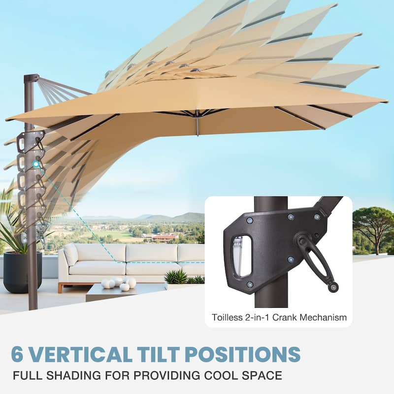 VredHom Patio Outdoor 9 x 11 FT Cantilever-Offset Umbrella with Premium Weight Base