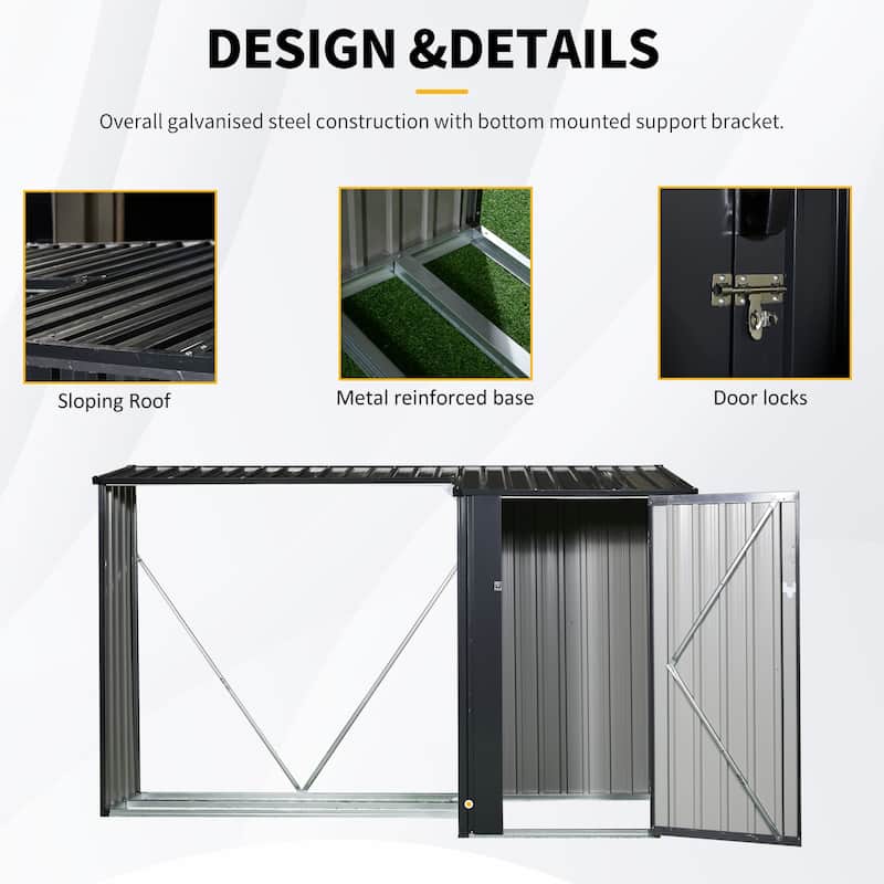 GDF Studio - Blakely Outdoor Steel Two-In-One Firewood Rack and Storage Shed