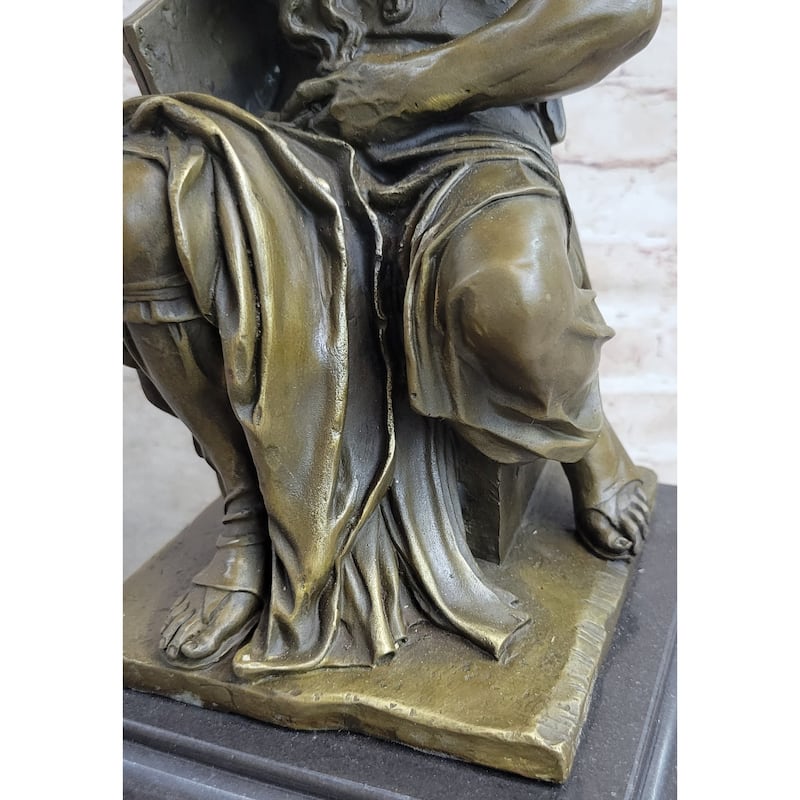 Michelangelos Moses Bronze Statue Sculpture Figure Jewish Biblical Decor 13 Inches X 7 Inches