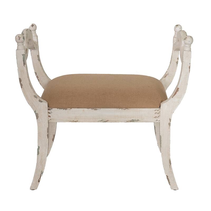 Farmhouse/French Country Style Vanity Chair，Wooden Bench with Cushion