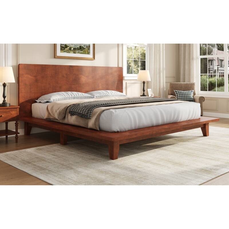 Roomfitters Full/Queen/King Size Wood Platform Bed with Headboard and Slat Support