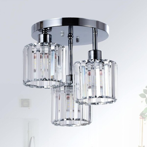 Modern Semi Flush Mount Ceiling Light with Clear Crystal Shade On Sale Bed Bath Beyond 41649343