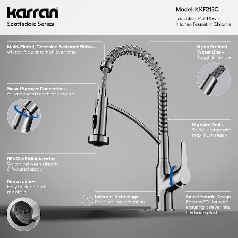 Karran Scottsdale Touchless Single-Handle Pull-Down Sprayer Kitchen Faucet