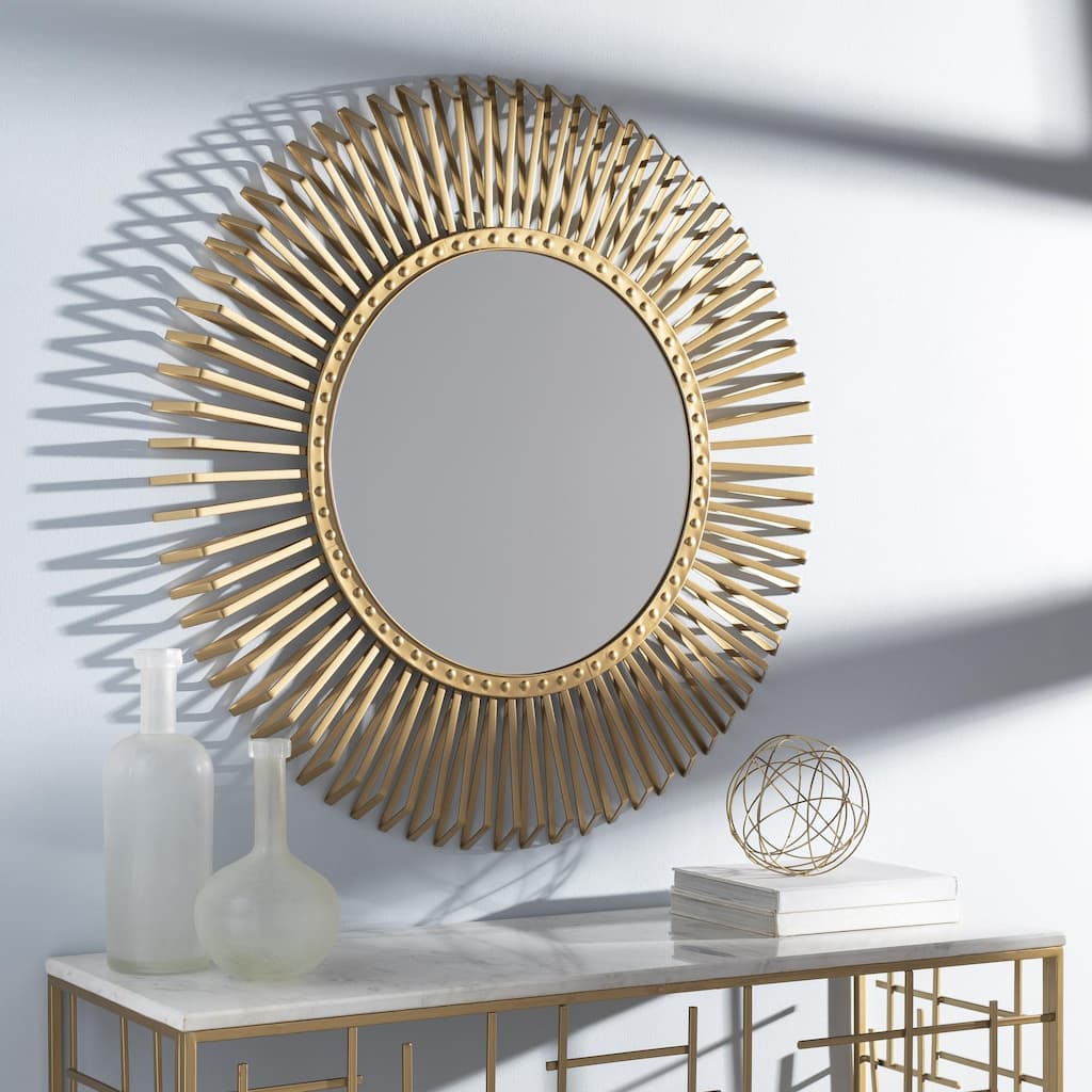 Livabliss Harold Golden Metal Sunburst Mirror - 40"H x 40"W