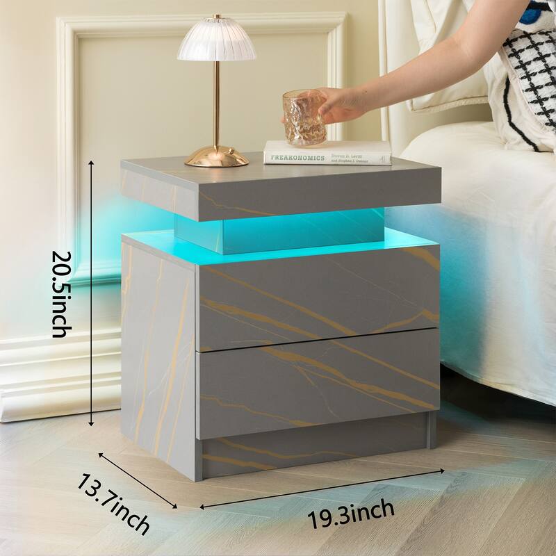 Sofa Side Table Bedside Table, Coffee Table Accent Cabinet - Gray Silver