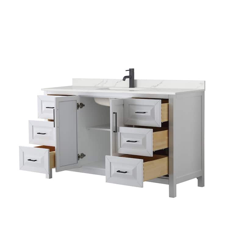 Daria 60-inch Single Vanity, Single Hole Quartz Top