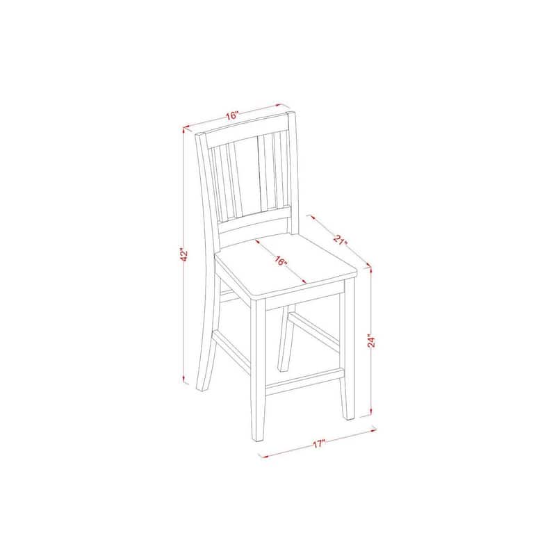 Counter Height Dining Chair with Wooden Seat, Mahogany Finish, Modern Bar Stool for Kitchen Island Seating