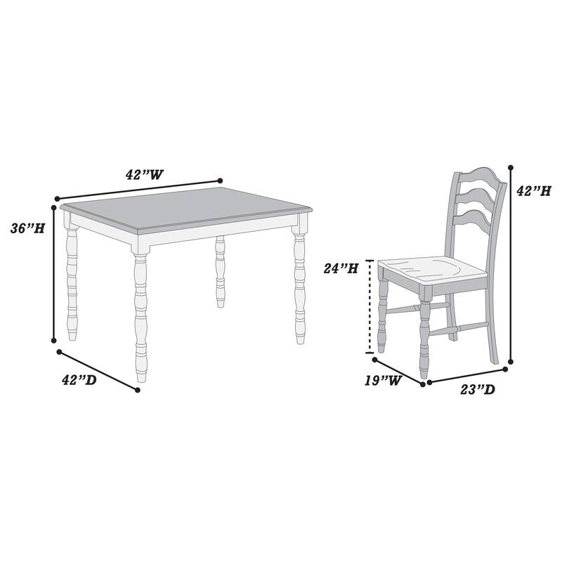 Wood Kitchen Furniture Set, 5 Pcs Counter Height Dining Table Set with Square Table and 4 Chairs with Ladder Back