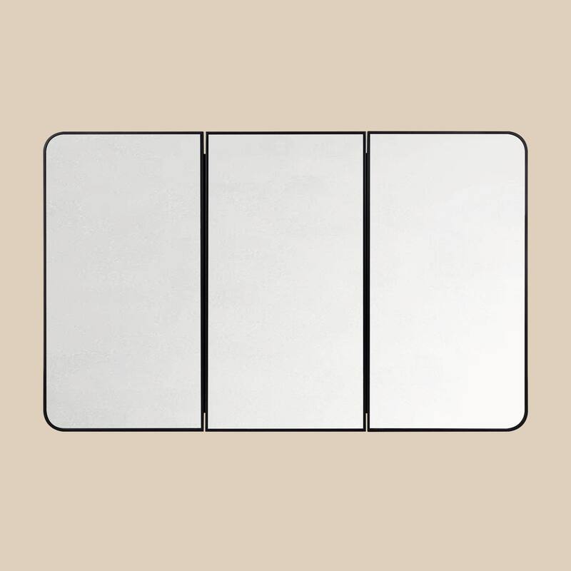 TEHOME Triple Door Bathroom Medicine Cabinet with Mirror, Soft Close, Adjustable Glass Shelves, Fully Assembled