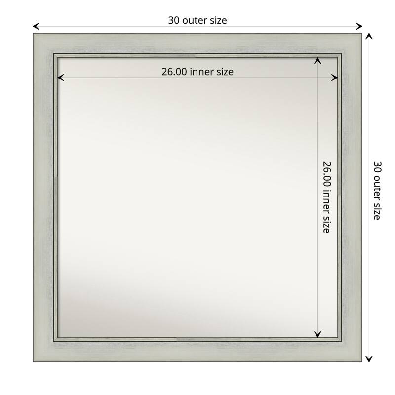 Non-Beveled Bathroom Wall Mirror - Flair Silver Patina Frame - 30 x 30 in - Flair Silver Patina