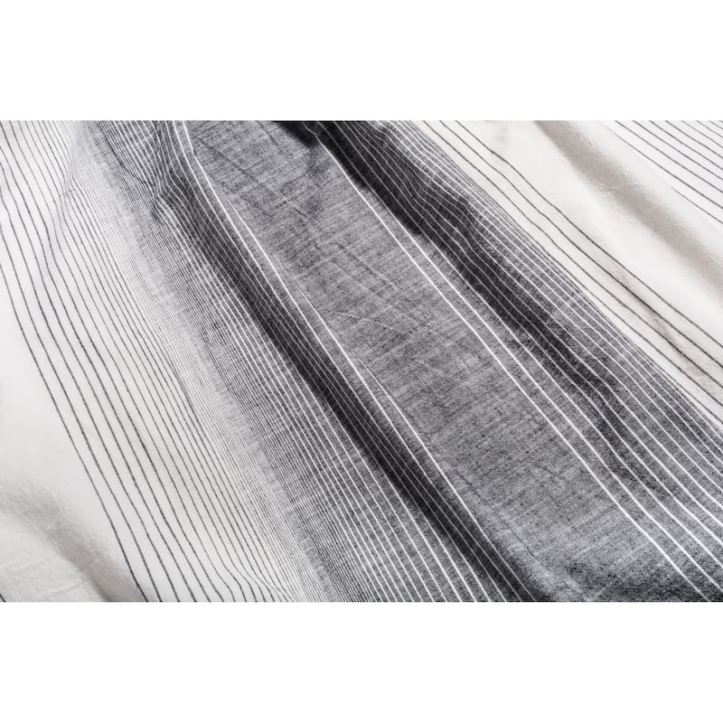WHOLINENS Washed Cotton Yarn Dyed Stripe Duvet Cover Set