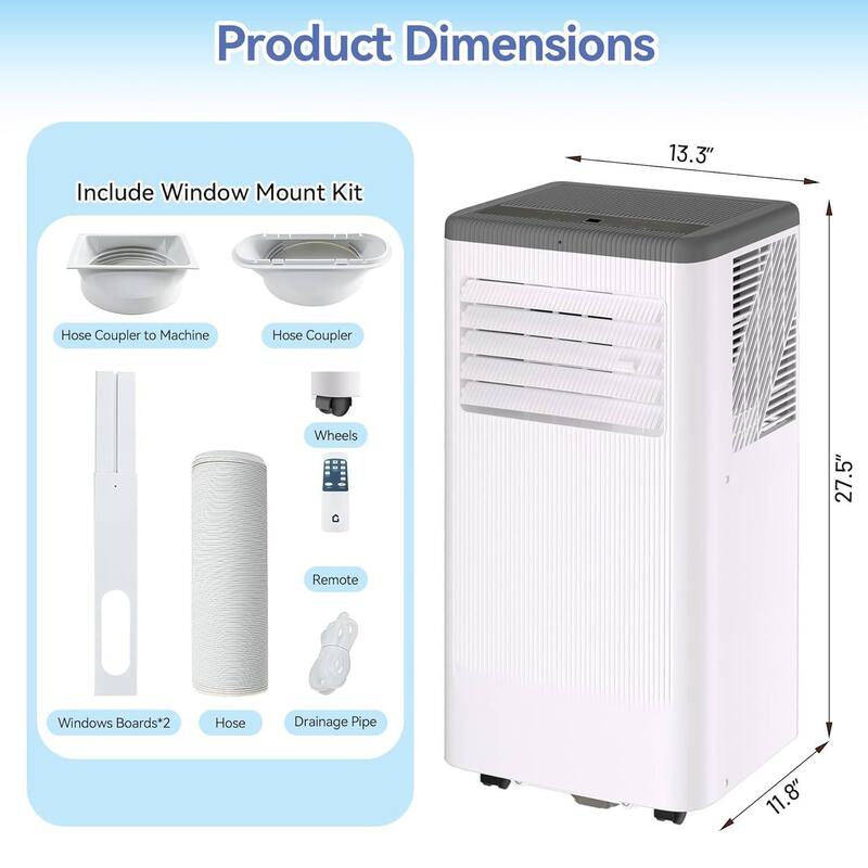 10000 BTUs Portable Air Conditioner for 560 Sq.Ft Rooms, Home, Office, Dorms - N/A