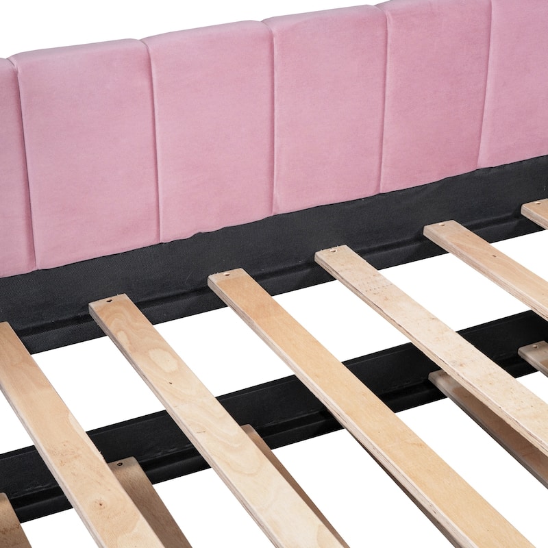 Twin Size Upholstered Daybed with Ergonomic Design Backrest and Trundle