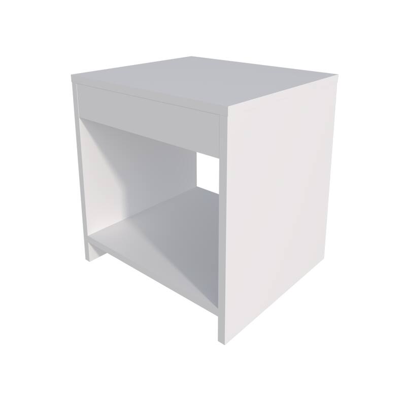 Modern Nightstand with Lower Shelf, White, Compact and Durable