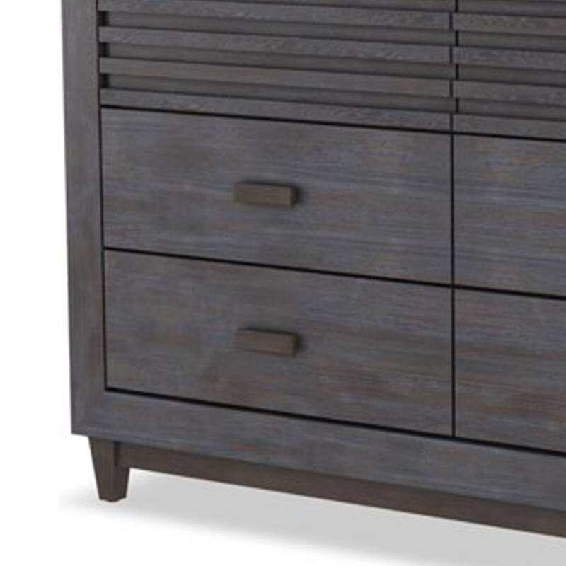 Biom Wide Dresser, 6 Storage Drawers, Charcoal Brown Solid Hardwood