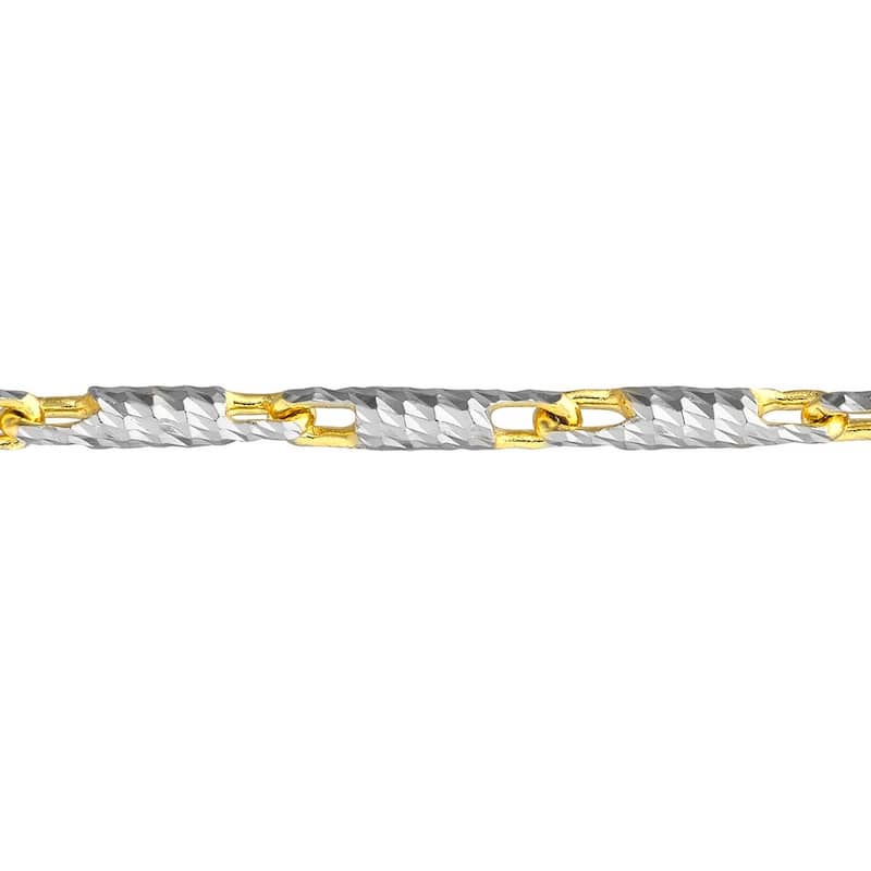 Curata 14k Two-tone Gold 10" 1.2mm Two tone Diamond-cut Lumacina Ankle Bracelet Anklet