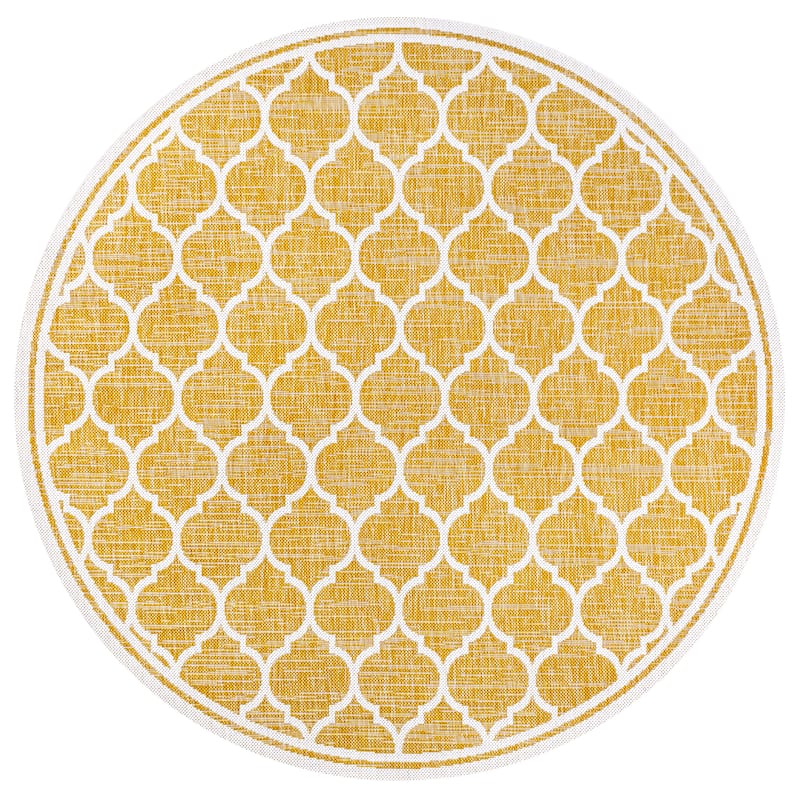 JONATHAN Y Zinnia Textured Weave Indoor/Outdoor Area Rug - 5' Round - Yellow/Cream