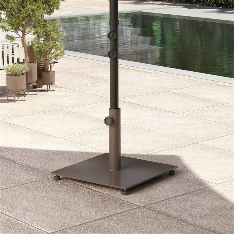 Metal Umbrella Base for Outdoor Patio Garden Deck Poolside Fits 1.5 and 1.9 Inch Poles Brown Weather-Resistant