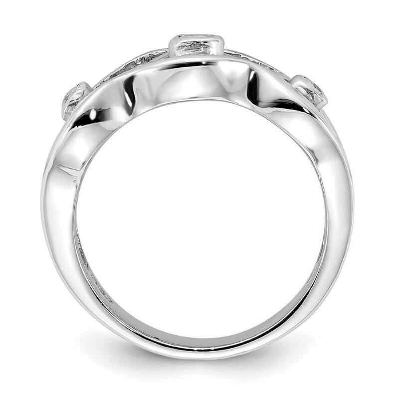 Curata 925 Sterling Silver Solid Polished CZ Cubic Zirconia Simulated Diamond Ring
