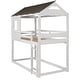 preview thumbnail 7 of 7, Twin Over Twin Floor Bunk Bed Wood Loft Bed with Roof, Window, Guardrail, Ladder (Antique White)