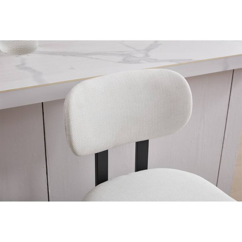 Set of 2 26 inch Modern Bar Stools Upholstered Fabric Counter Height Barstools with Black Metal Legs